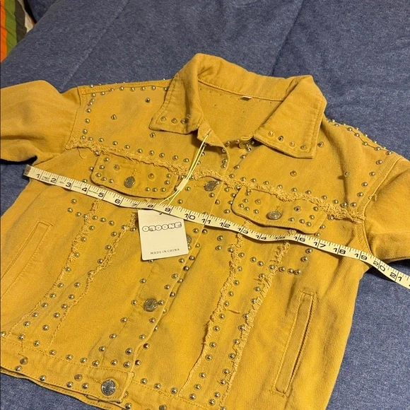 Silver Studded Khaki Colored Jacket - Picture 7 of 7